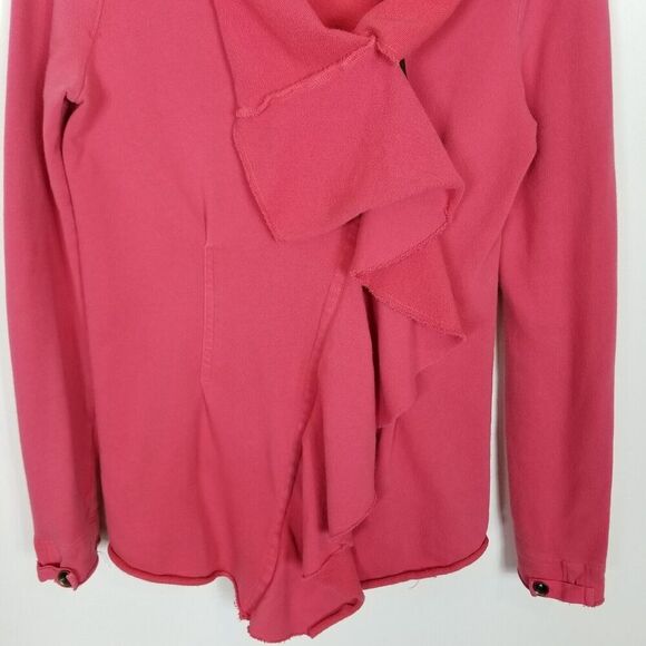 XCVI Women Ruggle Light Cardigan Sz M Pink Cotton Boho Lagenlook Sweater - Picture 3 of 8